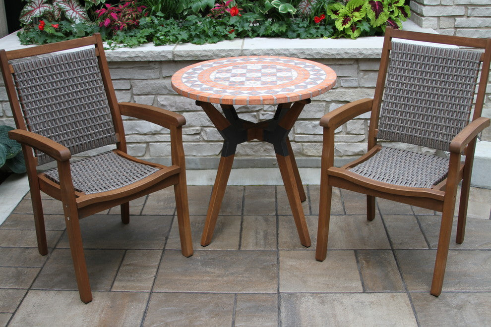 Stacking Gray Wicker and Eucalyptus Armchair