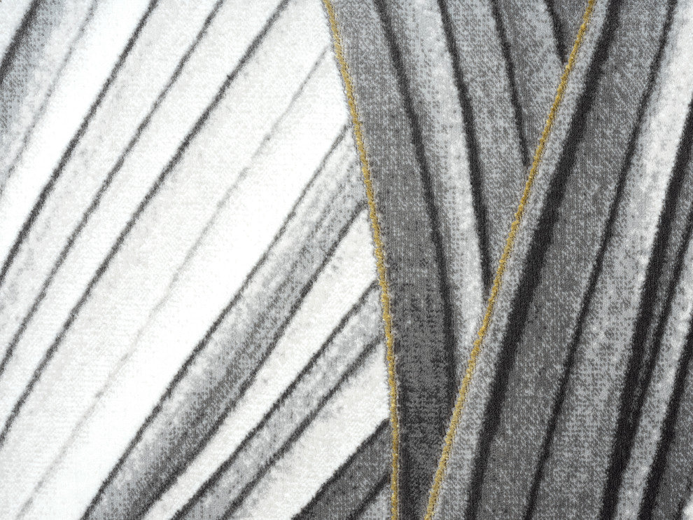 Abani Luna LUN210A Contemporary Grey and Gold Wavy Area Rug