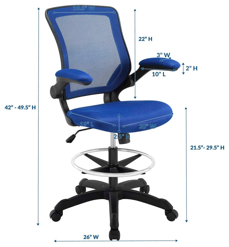 Modway Veer Drafting Stool, Blue
