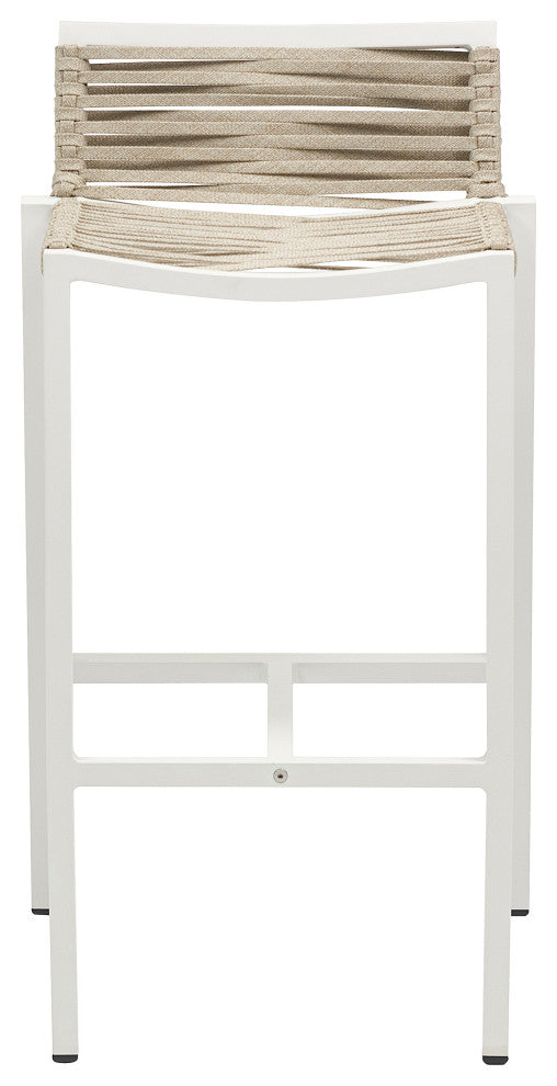 Maldives Rope Fabric Outdoor Patio Barstool (Set of 2), Cream