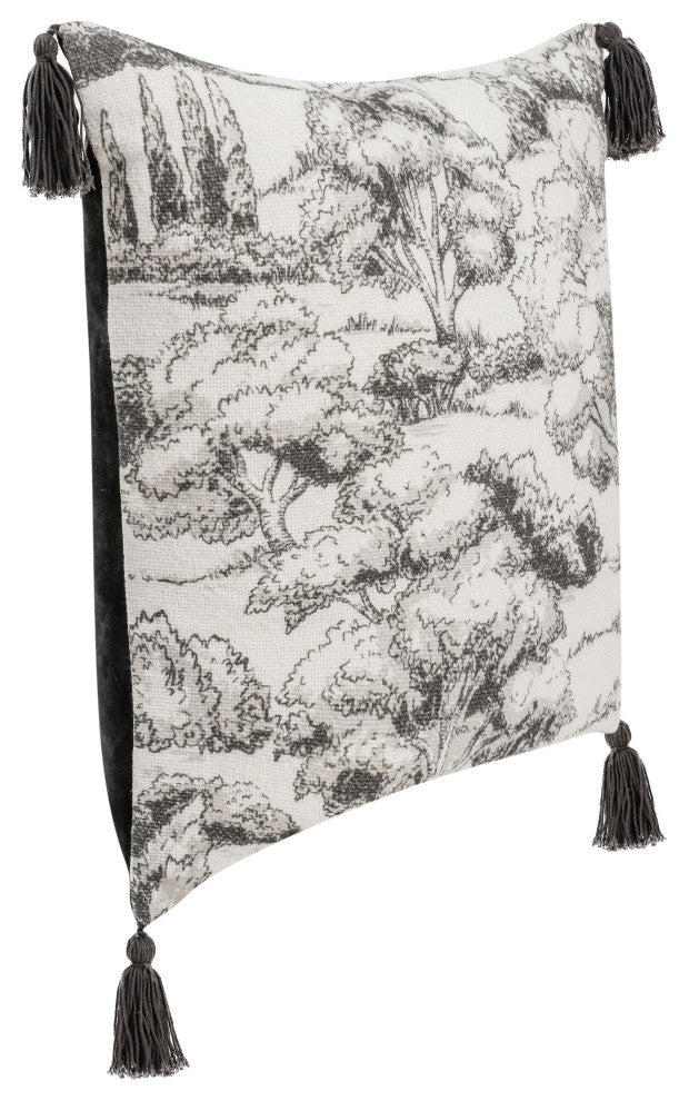 Stonework 22" Cotton Linen Blend Throw Pillow, Gray