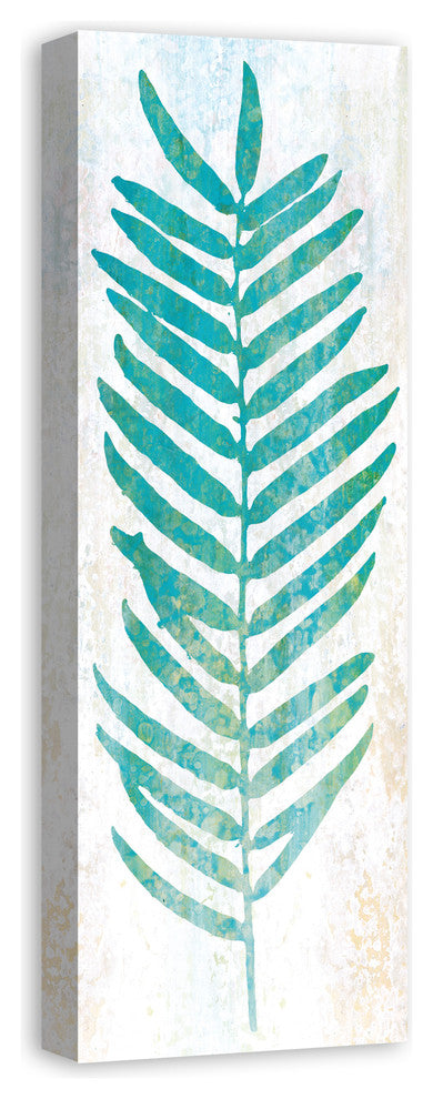 Turquoiuse Watercolor Fern Leaf 12x36 Canvas Wall Art