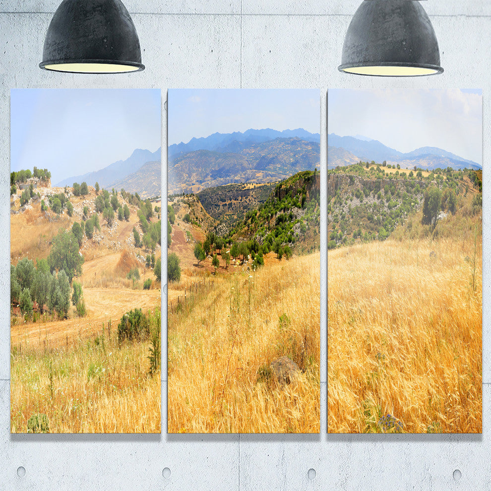 "Cyprus Landscape Panoramic View" Metal Wall Art, 3 Panels, 36"x28"