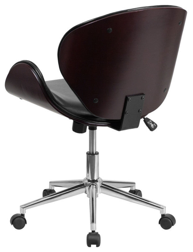 SD-SDM-2240-5-MAH-BK-GG Chair, Mahogany Wood and Black Leather