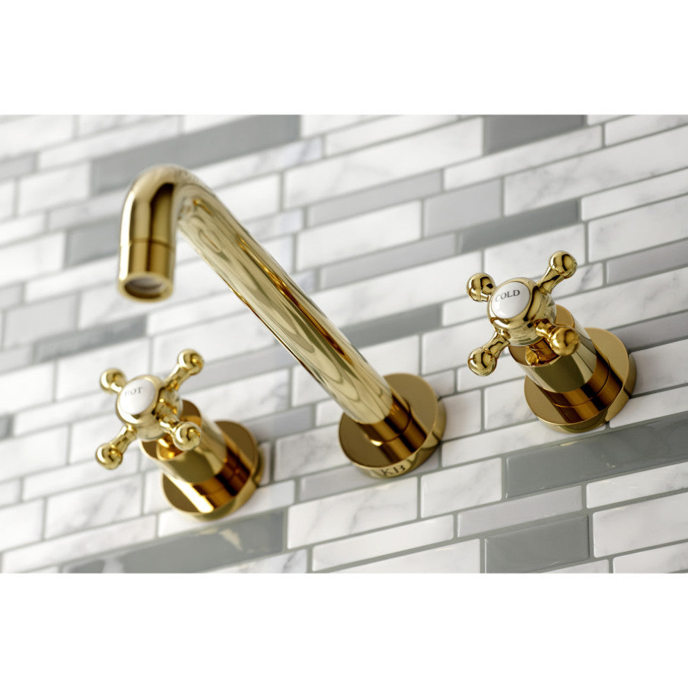 KS8022BX Two-Handle Wall Mount Tub Faucet, Polished Brass