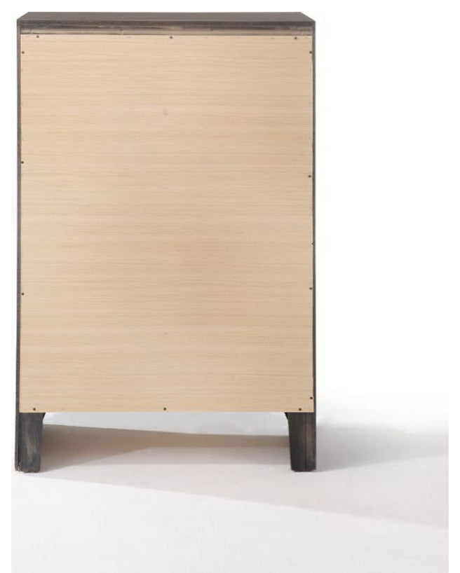 Wooden Chest with 5 Drawers, Gray Oak