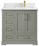 Boston 36 Right Offset Bath Vanity in Evergreen 1.5" Empira Quartz