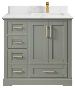 Boston 36 Right Offset Bath Vanity in Evergreen 1.5" Empira Quartz