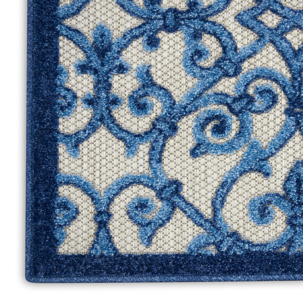 Nourison Aloha 2'3" x 10' Grey Blue Contemporary Rug