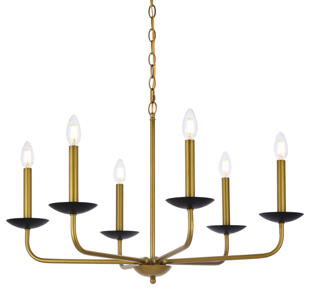Chloe 30" Pendant, Black and Brass