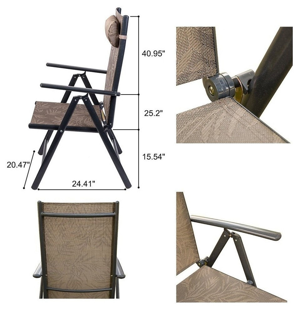 Patiopost Folding Chairs, Adjustable Outdoor Recliners, Set of 2