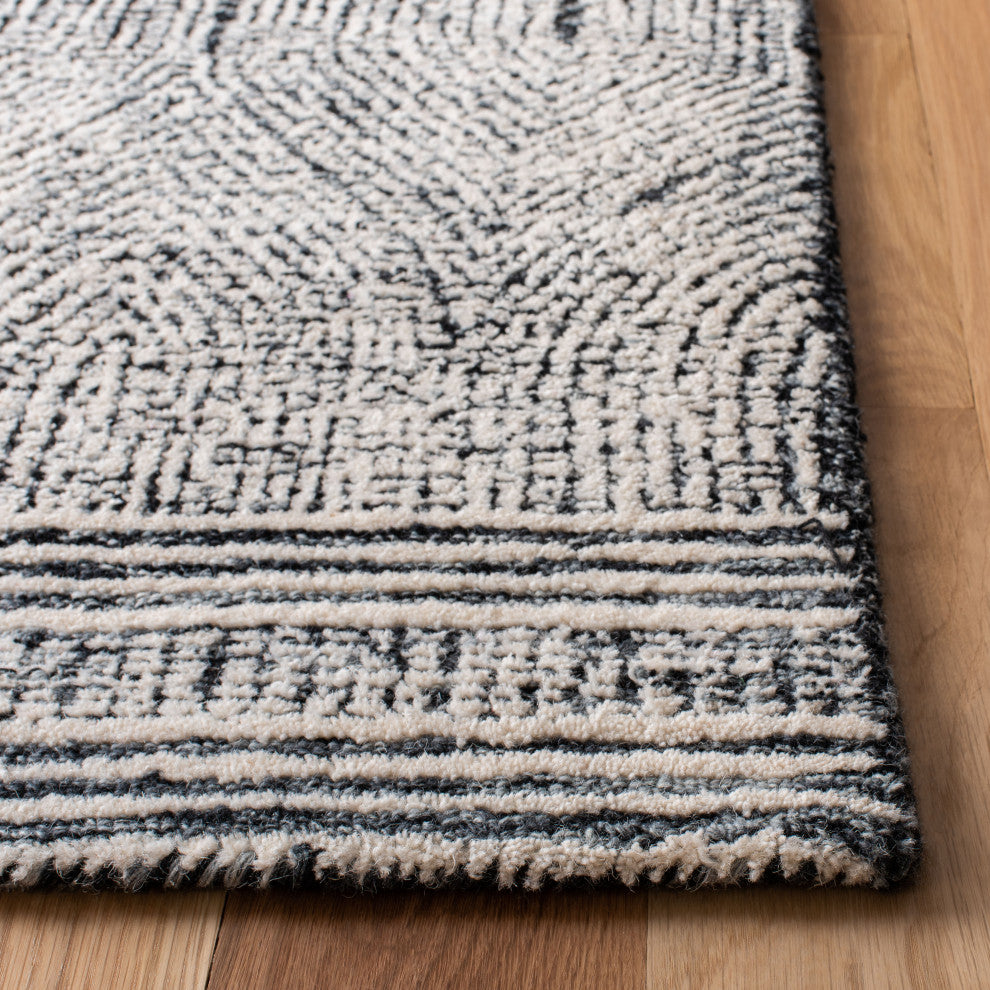 Safavieh Couture Abstract Collection, ABT340 Rug, Ivory/Charcoal, 3'x5'
