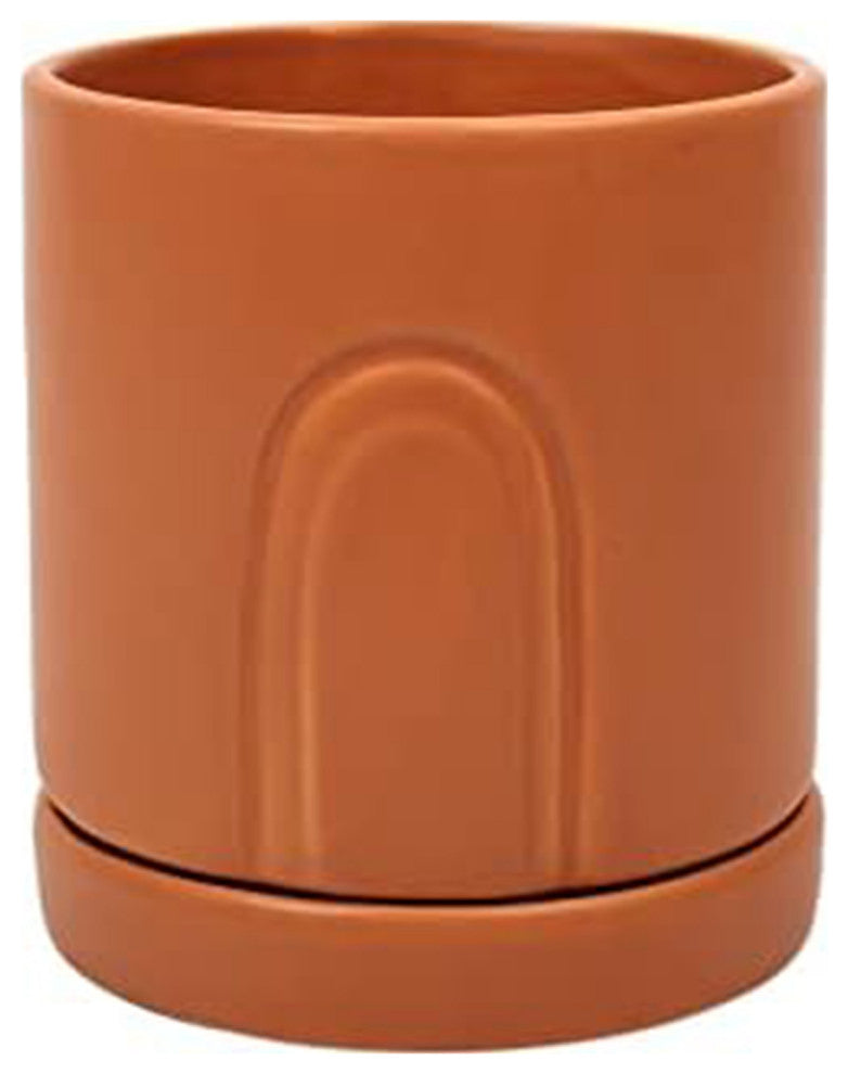 Ceramic Flower & Plant Vase, 4.80"L x 5.28"H x 4.88"W, Burnt Orange