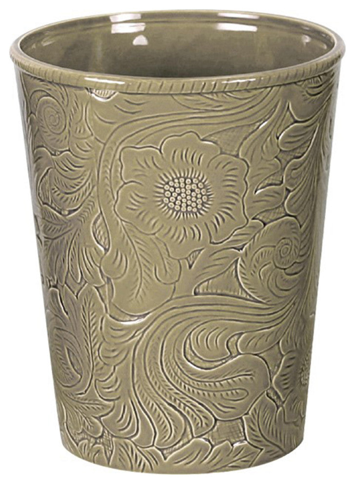 Savannah Ceramic Wastebasket, Taupe