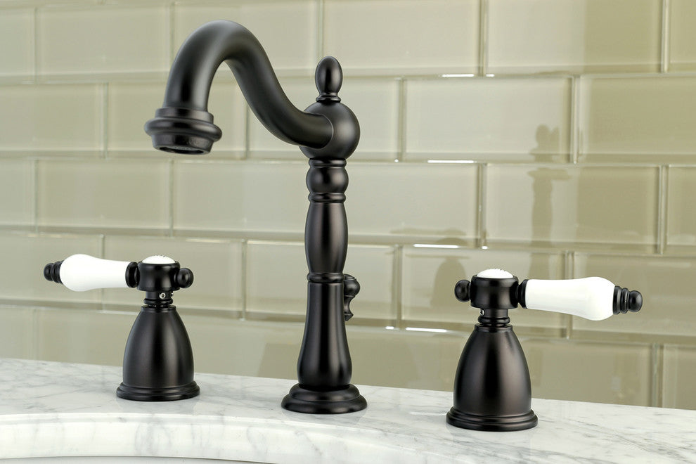 Kingston Brass Widespread Bathroom Faucet With Retail Pop-Up, Oil Rubbed Bronze