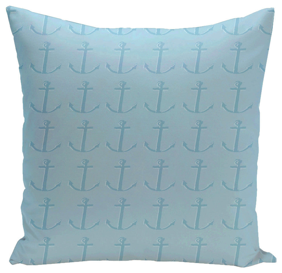 Polyester Decorative Outdoor Pillow, Anchor, 20"x20"