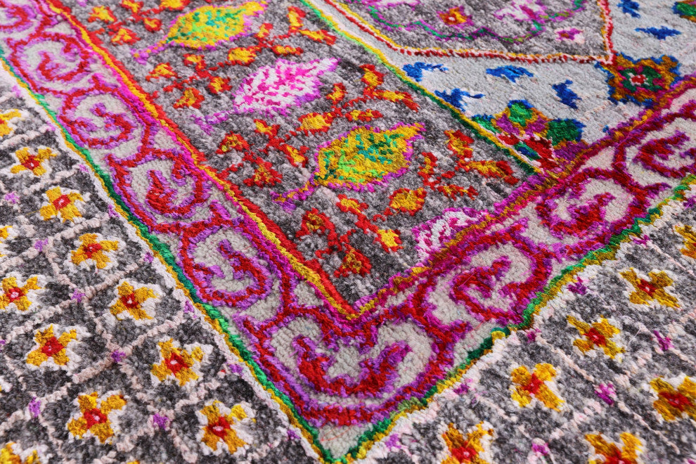 Wool & Silk Mamluk Handmade Rug 7' 9" X 9' 11" - Q13729