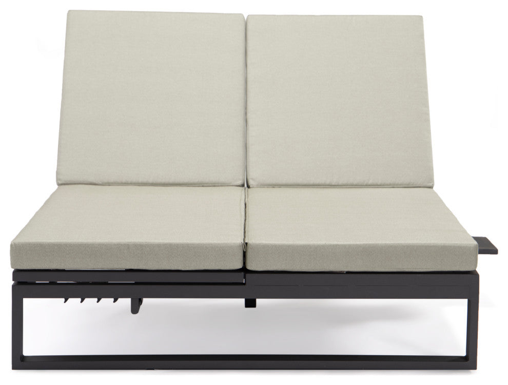 LeisureMod Chelsea Convertible 2-in-1 Sofa and Double Chaise Lounge, Beige