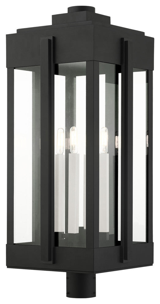 Black Art Deco, Sophisticated Outdoor Post Top Lantern