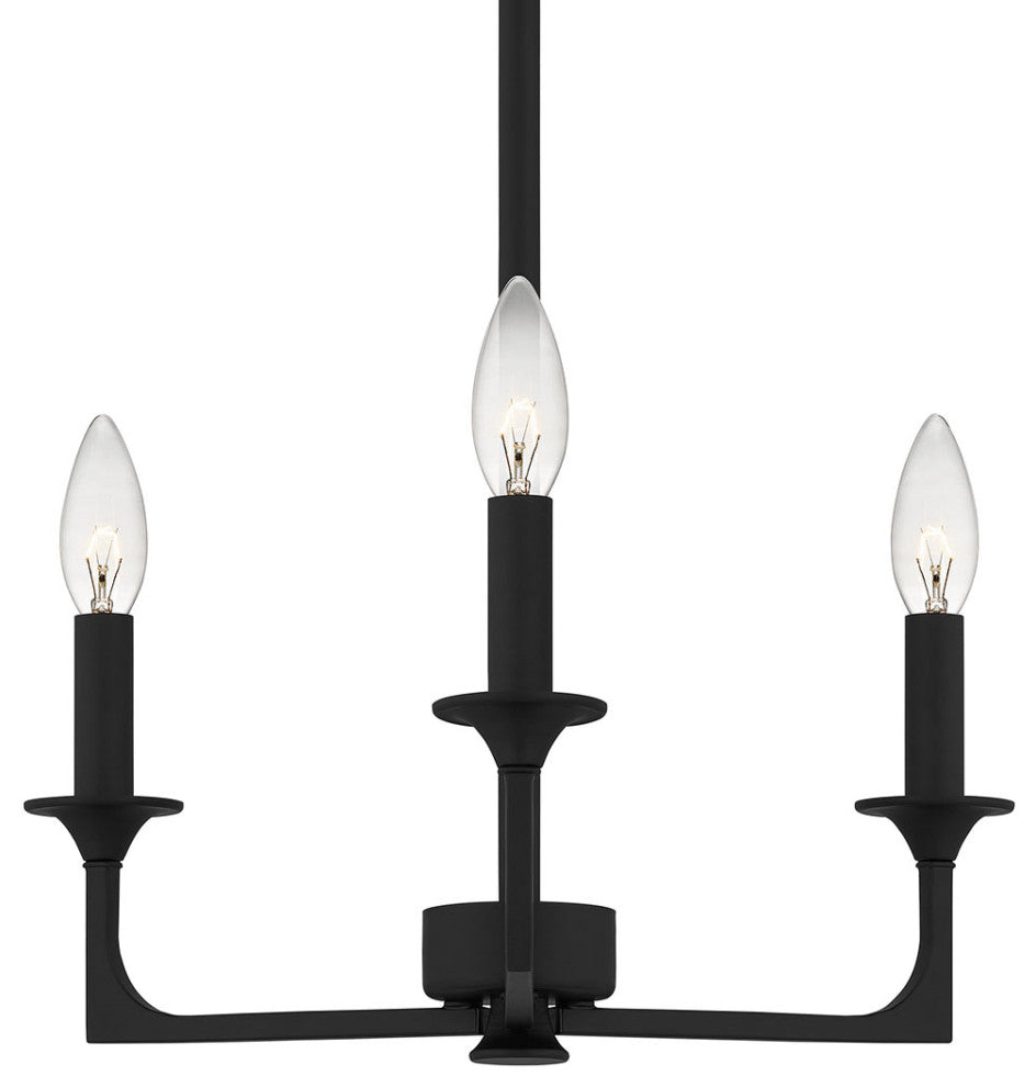 Quoizel PRC5016 Prescott 3 Light 16"W Taper Candle Pendant - Matte Black