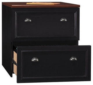 Pemberly Row 2 Drawer Lateral File Cabinet in Black and Cherry