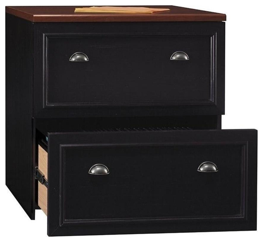 Pemberly Row 2 Drawer Lateral File Cabinet in Black and Cherry