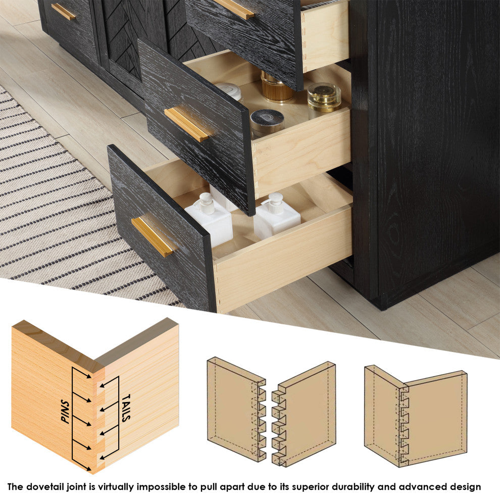 Altair Gazsi Black Oak Bathroom Vanity Set, 84", Without Mirror