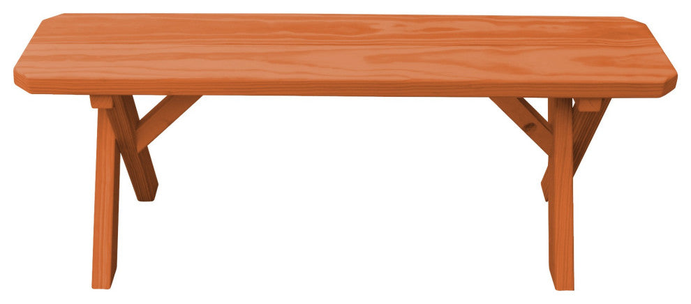 Cedar Cross-Leg Bench, Redwood Stain, 4 Foot