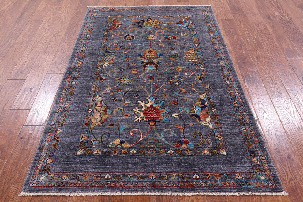 4' 1" X 6' 3" Hand Knotted Persian Tabriz Wool Rug - Q10958