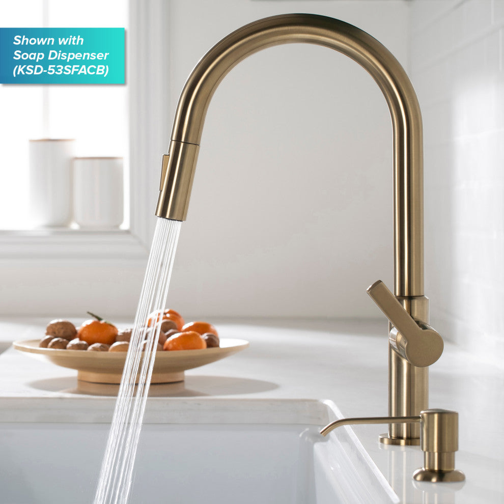Oletto Pull-Down 1-Hole Kitchen Faucet, Spot Free Antique Champagne Bronze