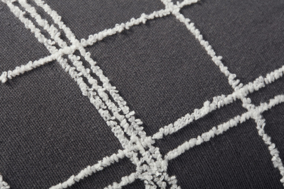 Jean Stoffer x Loloi Bernadette Graphite / Ivory 13'' x 35'' Cover, Poly Pillow