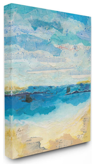 Abstract Beach Coast Ocean Blue Collage Design, 16"x20"
