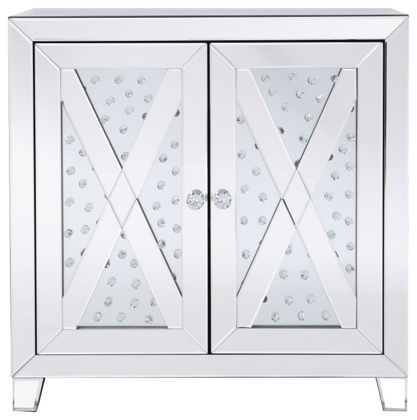 28 In Clear Crystal Mirrored Two Door Cabinet