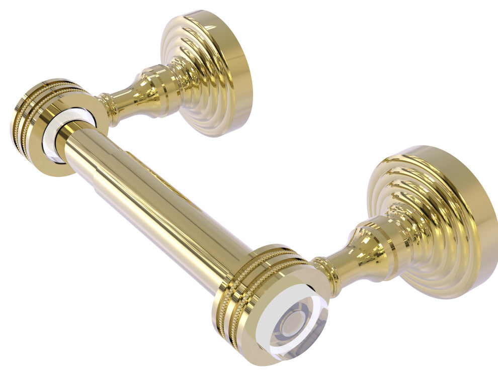 Pacific Grove 2-Post Toilet Paper Holder with Dotted Accents, Unlacquered Brass
