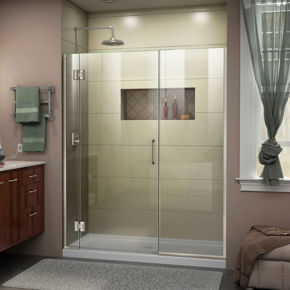 DreamLine Unidoor-X 43"-43.5" W Shower Door, Brushed Nickel