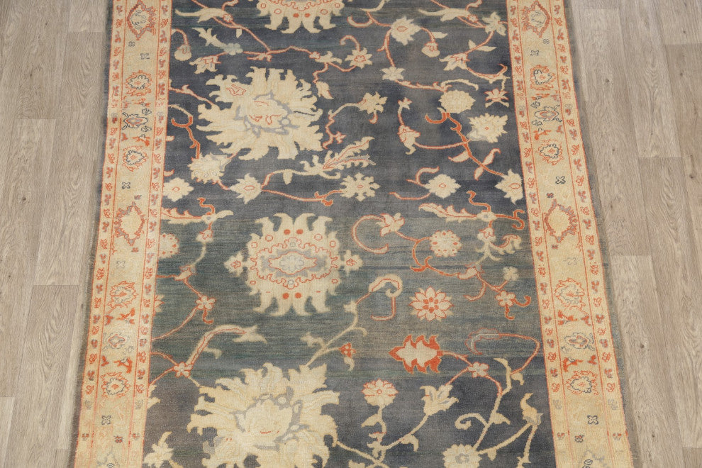 Turkish Vegetable Dye All-Over Handmade French Toile Rug Oriental, Gray, 6 X 9