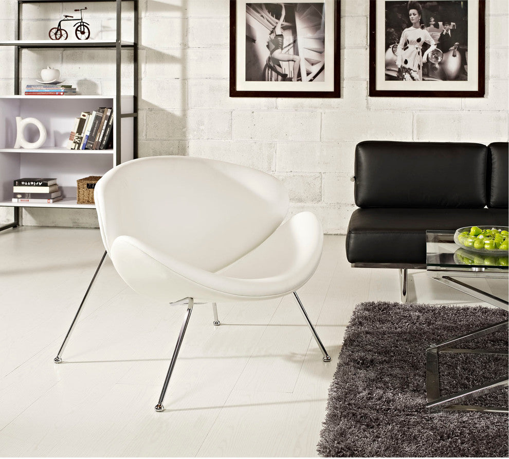 Modern Contemporary Living Room Lounge Chair White
