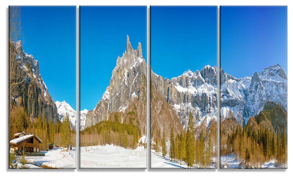 "Sixt Fer a Cheval Panoramic View" Canvas Print, 4 Panels