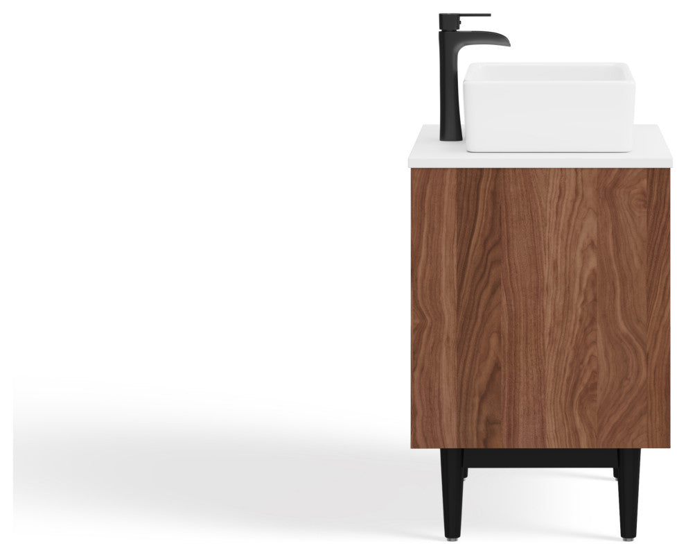 Newton Bath Vanity, Walnut, 30", Single Sink, Freestanding