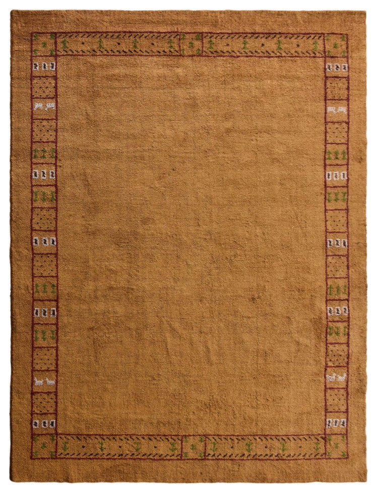HAND KNOTTED LOOM SILK ECO-FRIENDLY AREA RUG -9'x12',Rectangle,Gold,Contemporary