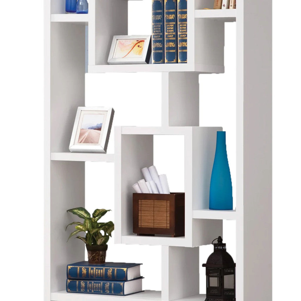 Benzara BM156225 Fantastic Geometric Cubed Rectangular bookcase, White