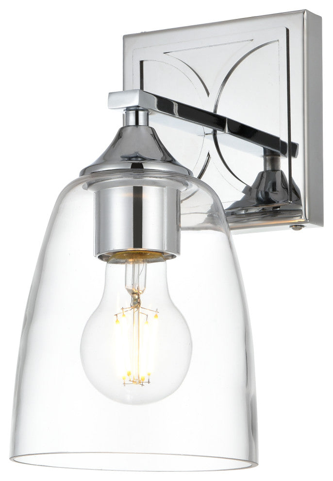 1 Light Chrome And Clear Bath Sconce