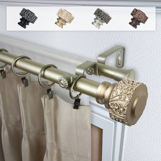 Lucinda 1" Double Curtain Rod, Light Gold, 48-84"