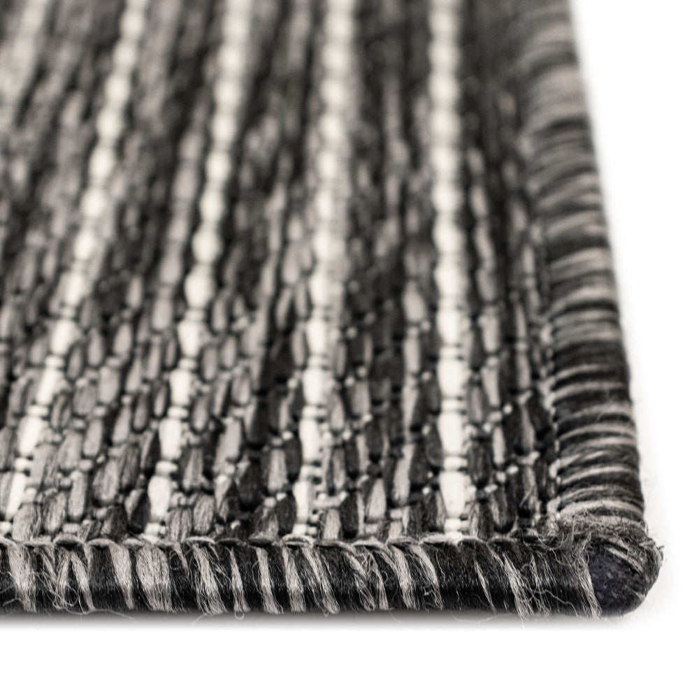 Carmel Texture Stripe Indoor/Outdoor Rug, Black, 1'11"x4'11" Runner