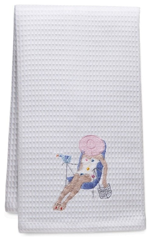 Waffle Weave Guest Towel,Hemmed Edge, Siesta Lady