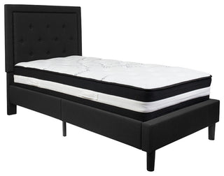 Roxbury Twin Size Tufted Upholstered Platform Bed With Pocket Spring Mattress