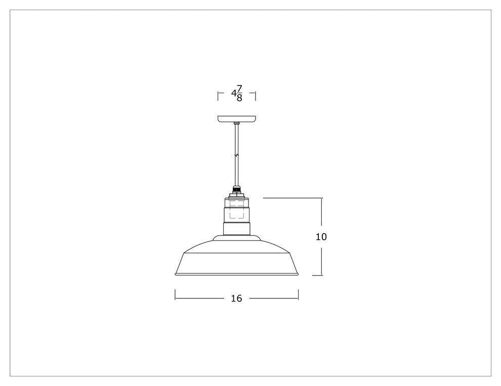 16" Standard Steel Warehouse Style Pendant Light, White, Black Cord