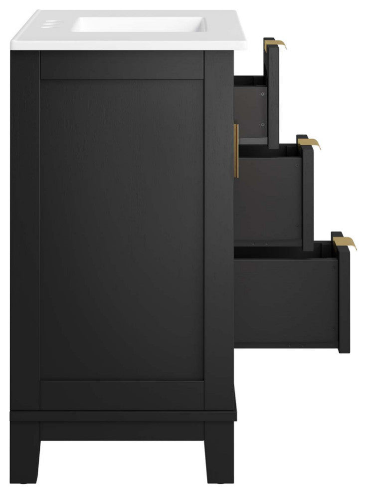 Dixie 36" Solid Wood Bathroom Vanity Cabinet, Black White