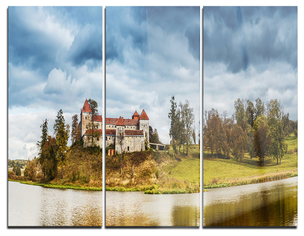 "Castle by the Lake" Photo Metal Wall Art, 3 Panels, 36"x28"
