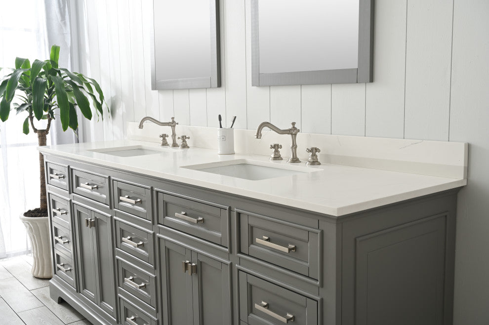 Milano 84" Gray Double Rectangular Sink Vanity